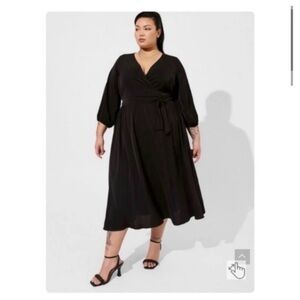 TORRID Black Wrap Midi Dress